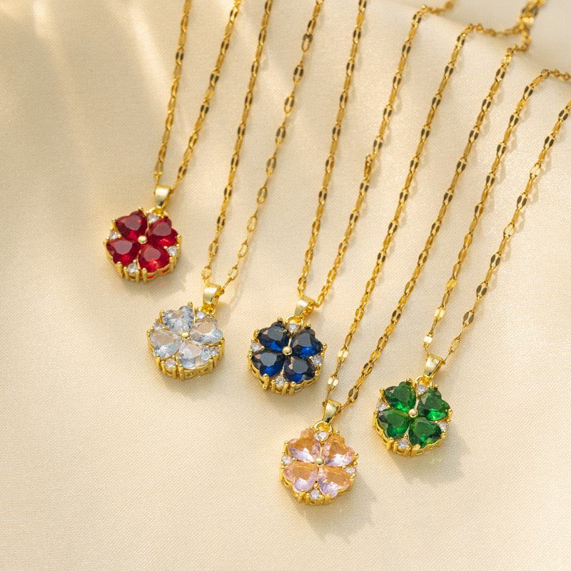 JJN0011 Wholesale of Fashionable Women's Non-fading stone Necklace, Zircon Stainless Steel Necklace