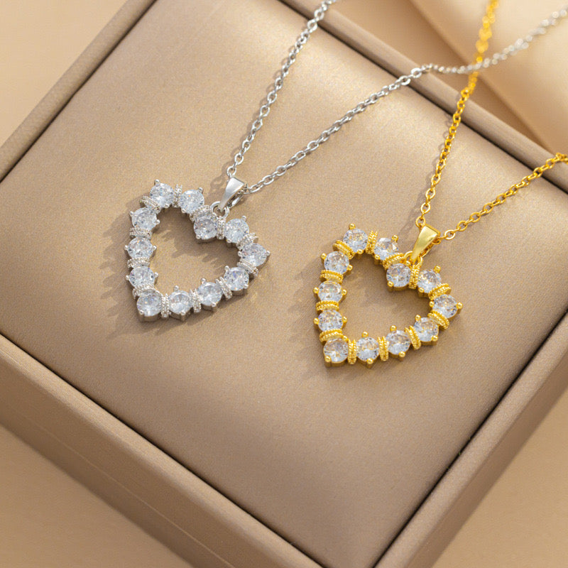 JJN0012 Wholesale of Fashionable Women's Non-fading stone Necklace, Zircon Stainless Steel Necklace