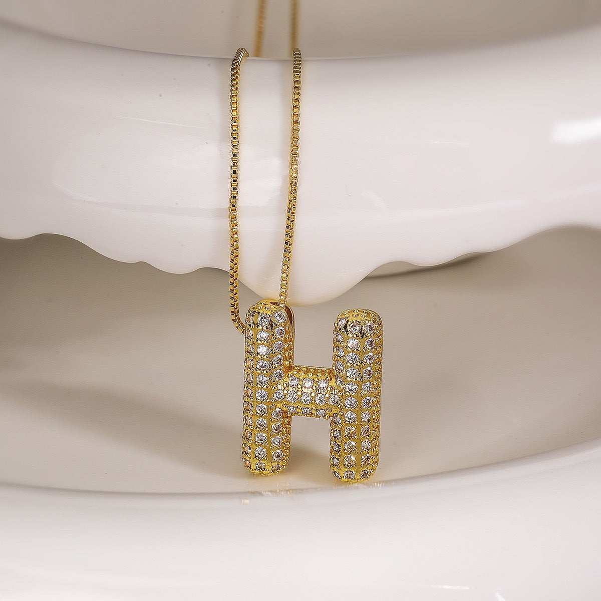 Pendant Jewelry Hip Hop Fashion Couple a to Z Initial Charms Iced Out Full Diamond Gemstones Bubble Letters Pendant Necklaces-JJ0002