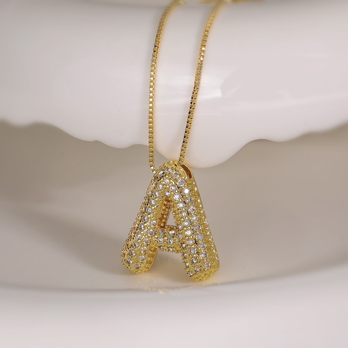 Pendant Jewelry Hip Hop Fashion Couple a to Z Initial Charms Iced Out Full Diamond Gemstones Bubble Letters Pendant Necklaces-JJ0002