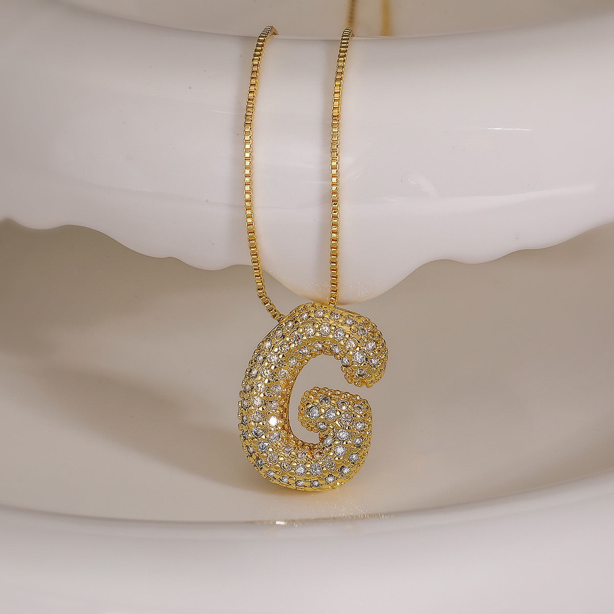 Pendant Jewelry Hip Hop Fashion Couple a to Z Initial Charms Iced Out Full Diamond Gemstones Bubble Letters Pendant Necklaces-JJ0002