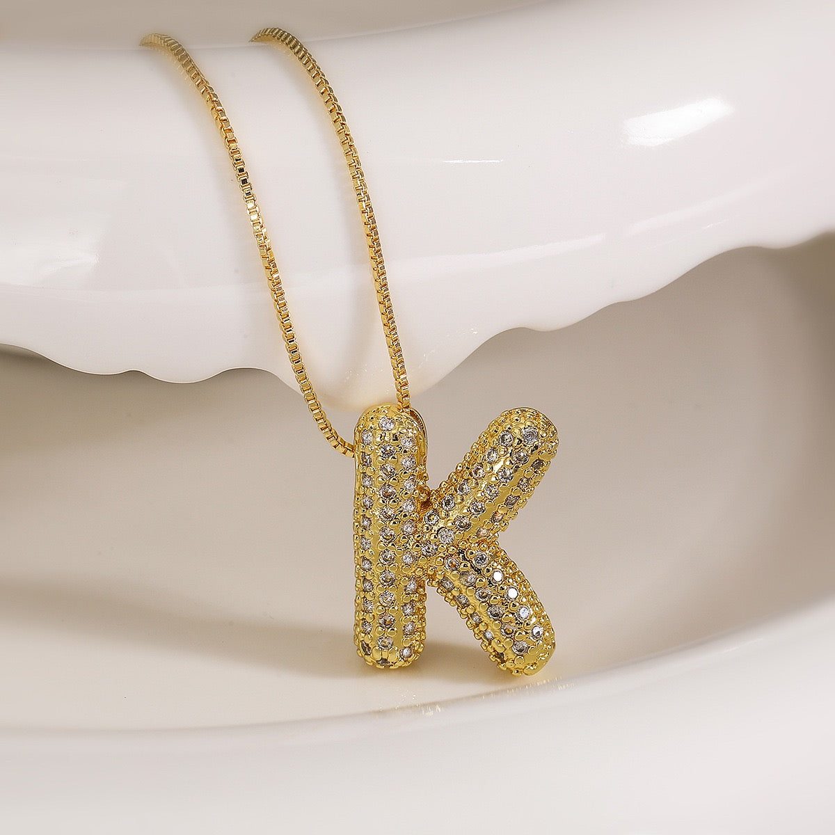 Pendant Jewelry Hip Hop Fashion Couple a to Z Initial Charms Iced Out Full Diamond Gemstones Bubble Letters Pendant Necklaces-JJ0002