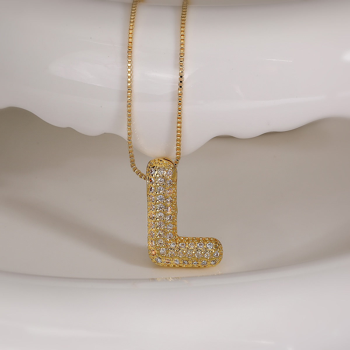 Pendant Jewelry Hip Hop Fashion Couple a to Z Initial Charms Iced Out Full Diamond Gemstones Bubble Letters Pendant Necklaces-JJ0002