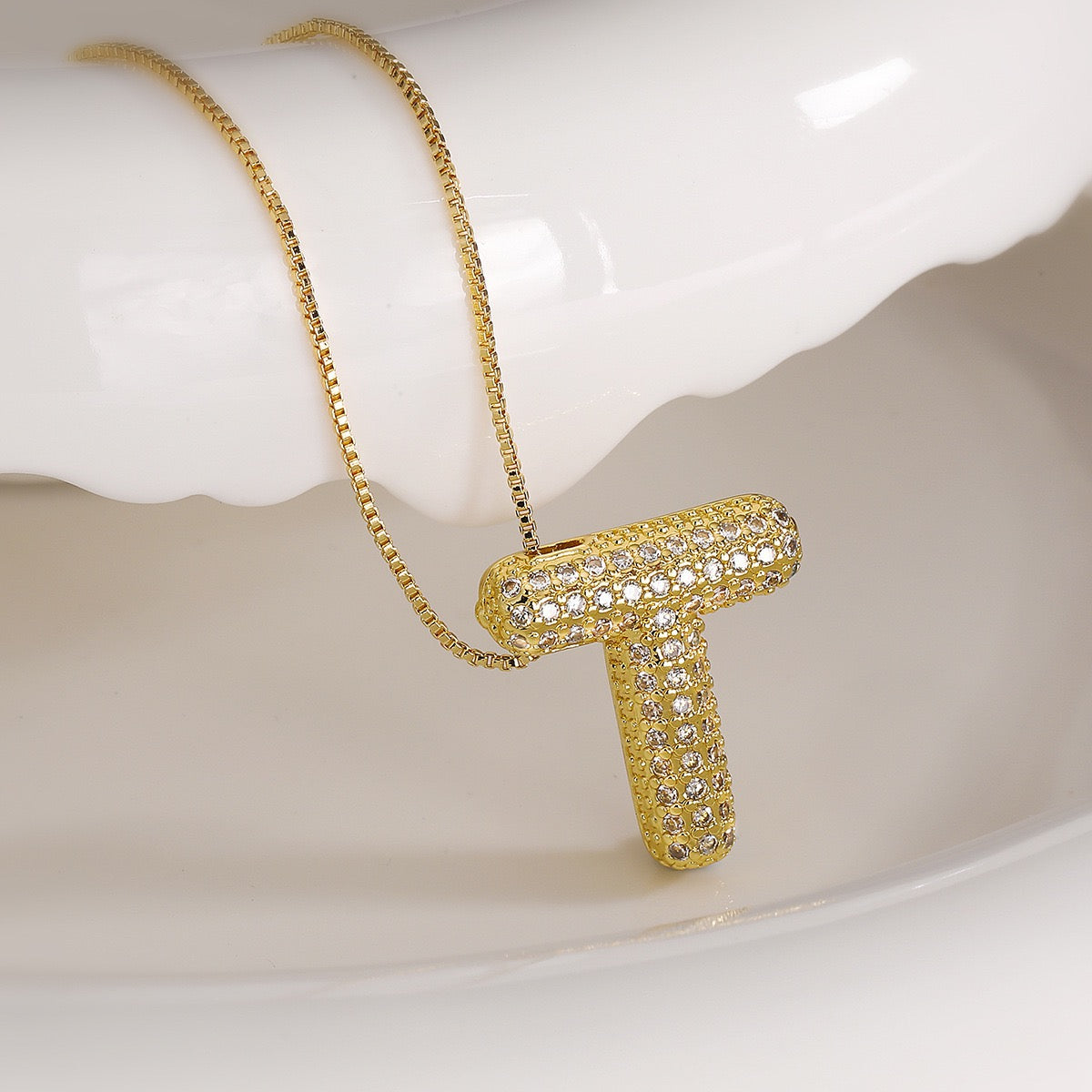Pendant Jewelry Hip Hop Fashion Couple a to Z Initial Charms Iced Out Full Diamond Gemstones Bubble Letters Pendant Necklaces-JJ0002