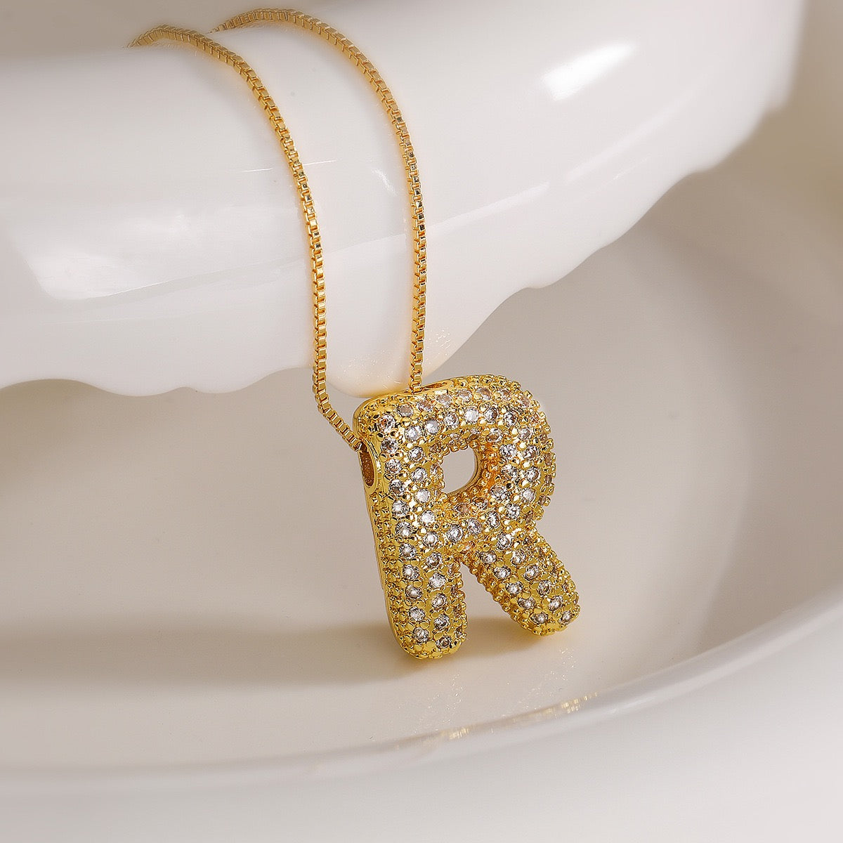 Pendant Jewelry Hip Hop Fashion Couple a to Z Initial Charms Iced Out Full Diamond Gemstones Bubble Letters Pendant Necklaces-JJ0002