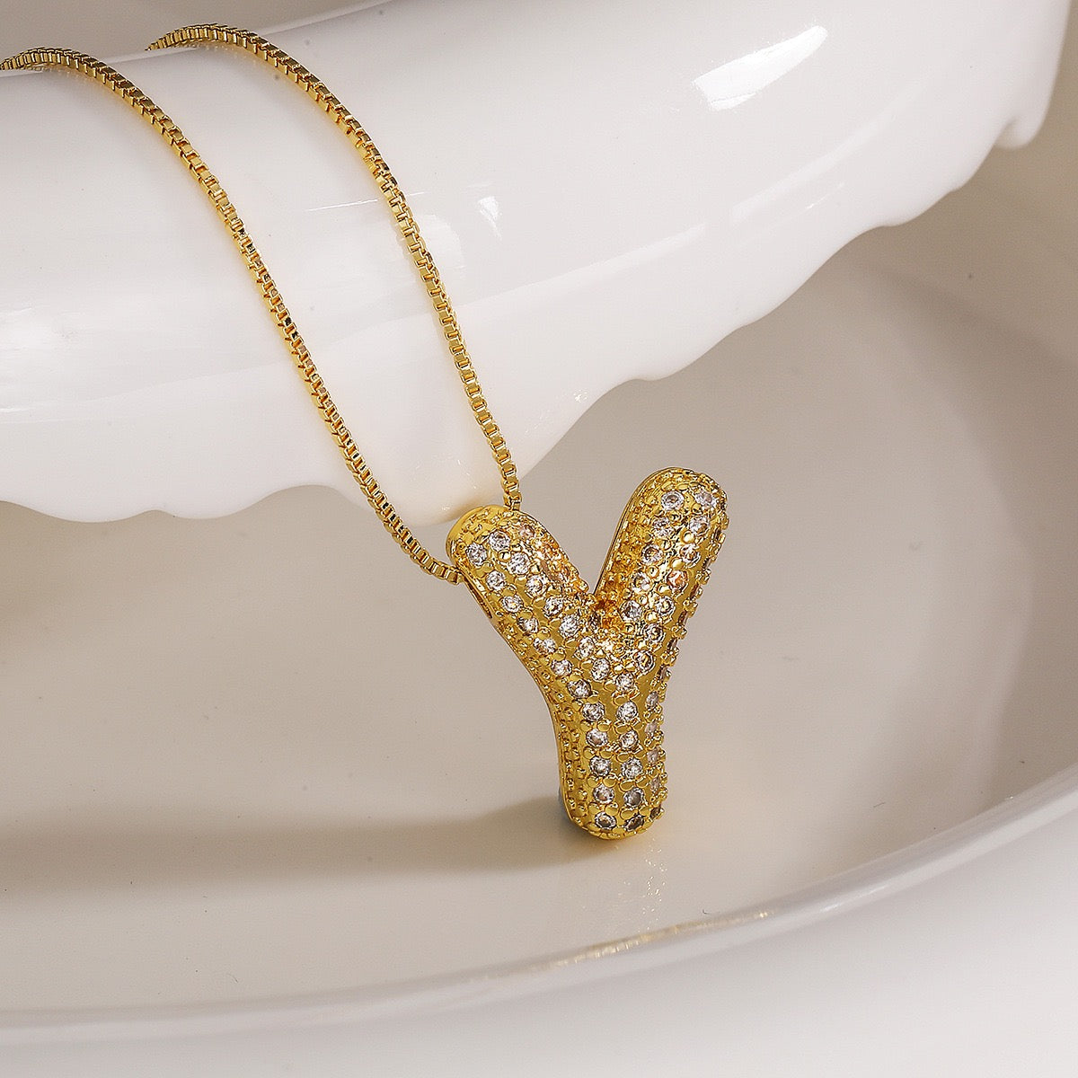 Pendant Jewelry Hip Hop Fashion Couple a to Z Initial Charms Iced Out Full Diamond Gemstones Bubble Letters Pendant Necklaces-JJ0002