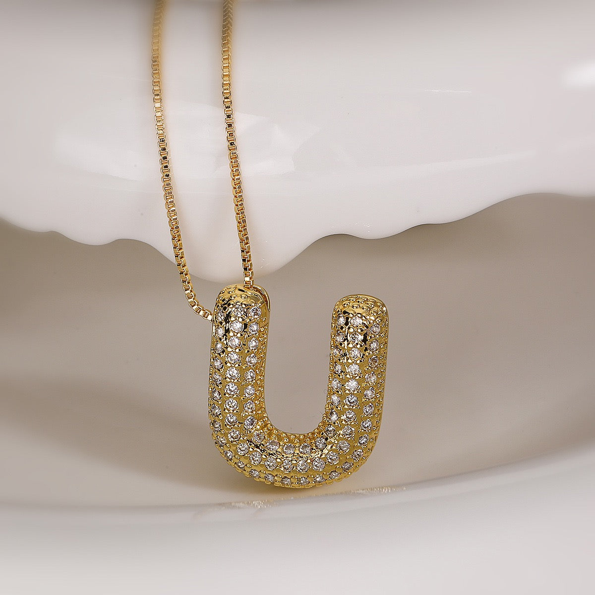 Pendant Jewelry Hip Hop Fashion Couple a to Z Initial Charms Iced Out Full Diamond Gemstones Bubble Letters Pendant Necklaces-JJ0002