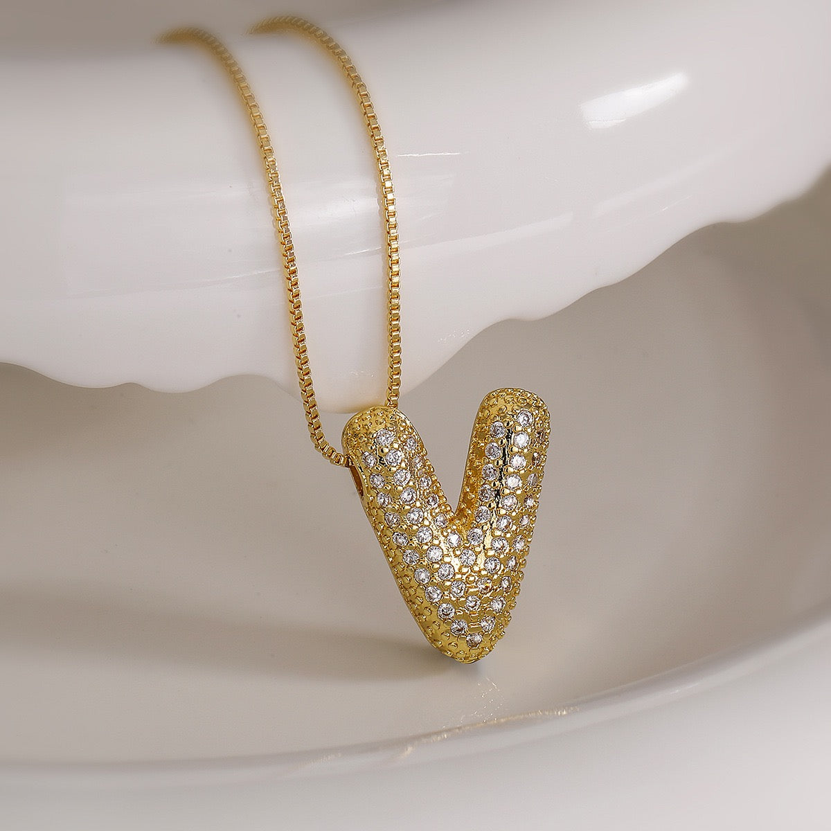 Pendant Jewelry Hip Hop Fashion Couple a to Z Initial Charms Iced Out Full Diamond Gemstones Bubble Letters Pendant Necklaces-JJ0002
