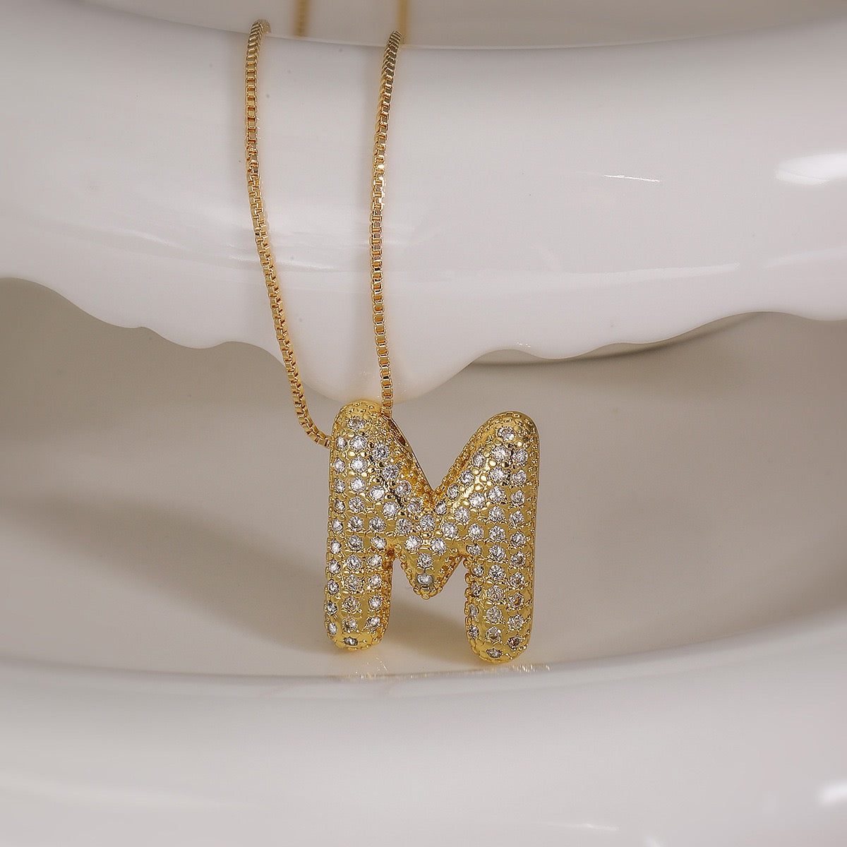 Pendant Jewelry Hip Hop Fashion Couple a to Z Initial Charms Iced Out Full Diamond Gemstones Bubble Letters Pendant Necklaces-JJ0002