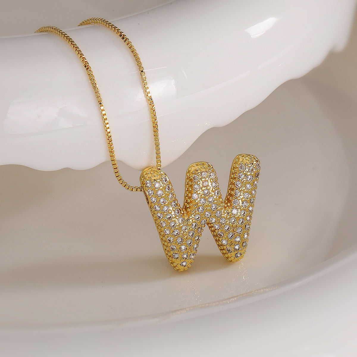 Pendant Jewelry Hip Hop Fashion Couple a to Z Initial Charms Iced Out Full Diamond Gemstones Bubble Letters Pendant Necklaces-JJ0002