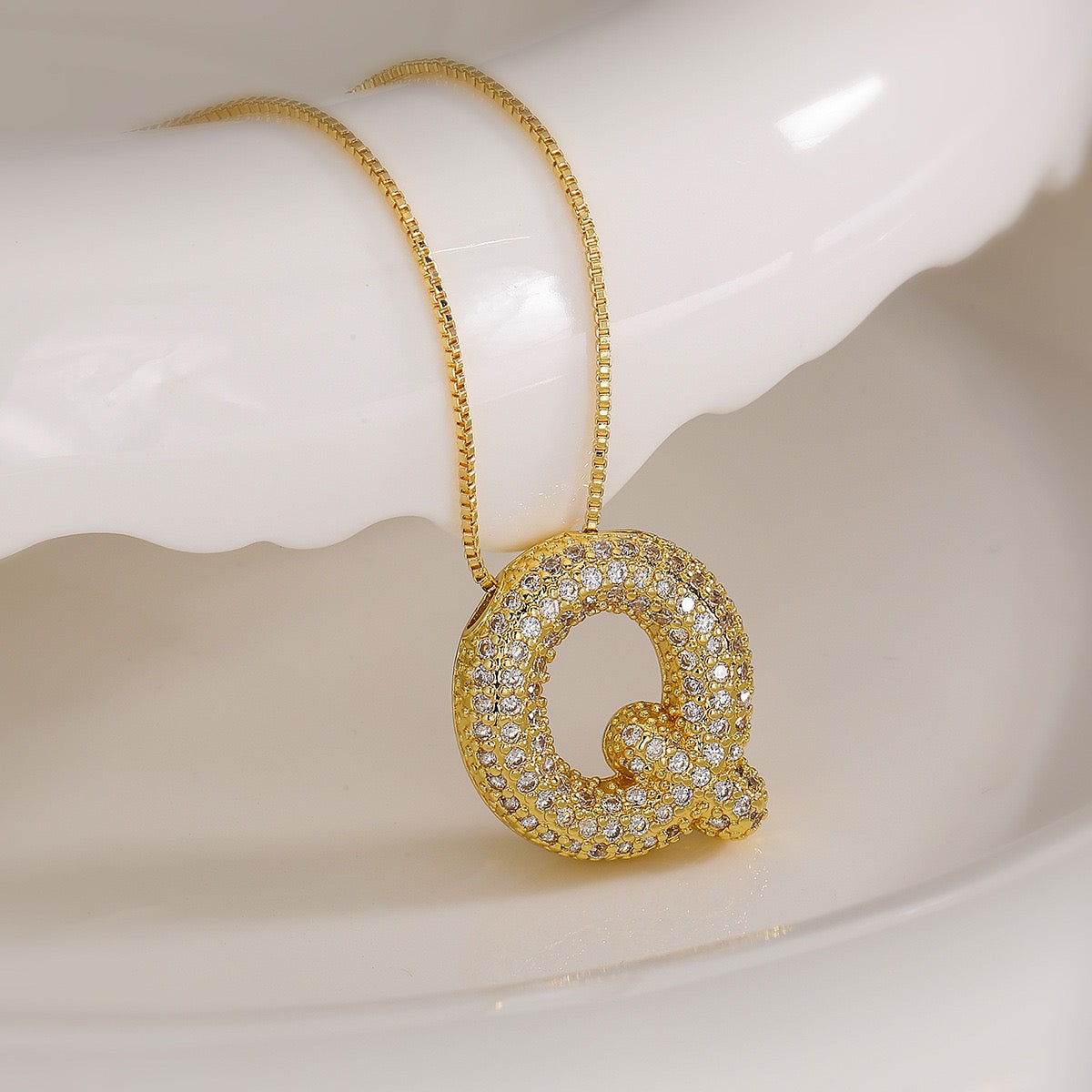 Pendant Jewelry Hip Hop Fashion Couple a to Z Initial Charms Iced Out Full Diamond Gemstones Bubble Letters Pendant Necklaces-JJ0002