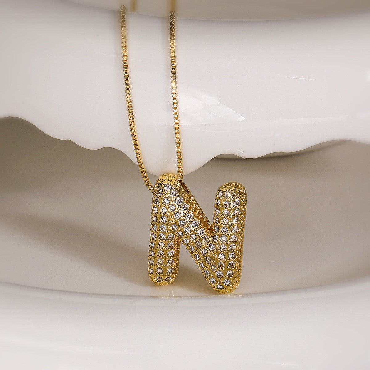 Pendant Jewelry Hip Hop Fashion Couple a to Z Initial Charms Iced Out Full Diamond Gemstones Bubble Letters Pendant Necklaces-JJ0002