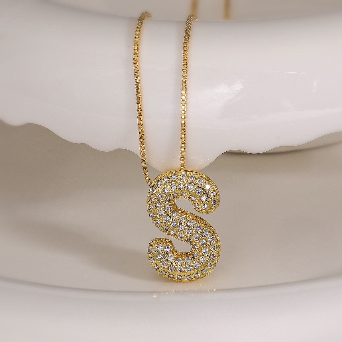Pendant Jewelry Hip Hop Fashion Couple a to Z Initial Charms Iced Out Full Diamond Gemstones Bubble Letters Pendant Necklaces-JJ0002
