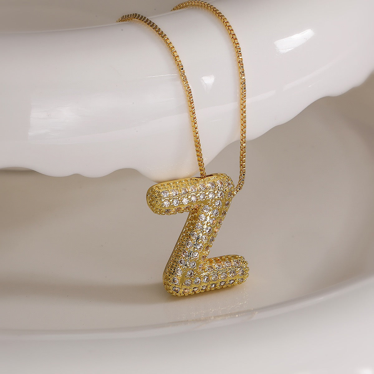 Pendant Jewelry Hip Hop Fashion Couple a to Z Initial Charms Iced Out Full Diamond Gemstones Bubble Letters Pendant Necklaces-JJ0002