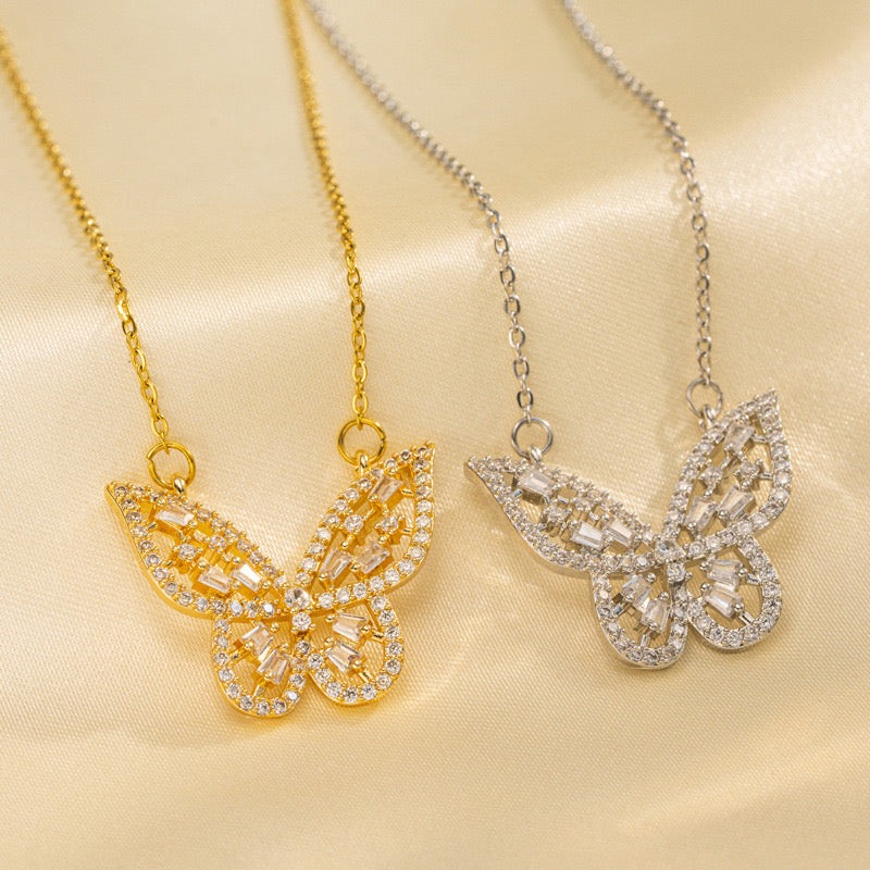 JJN0003 Wholesale of Fashionable Women's Non-fading stone Necklace, Zircon Stainless Steel Necklace