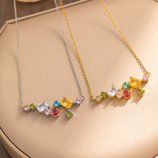 JJN0006 Wholesale of Fashionable Women's Non-fading stone Necklace, Zircon Stainless Steel Necklace
